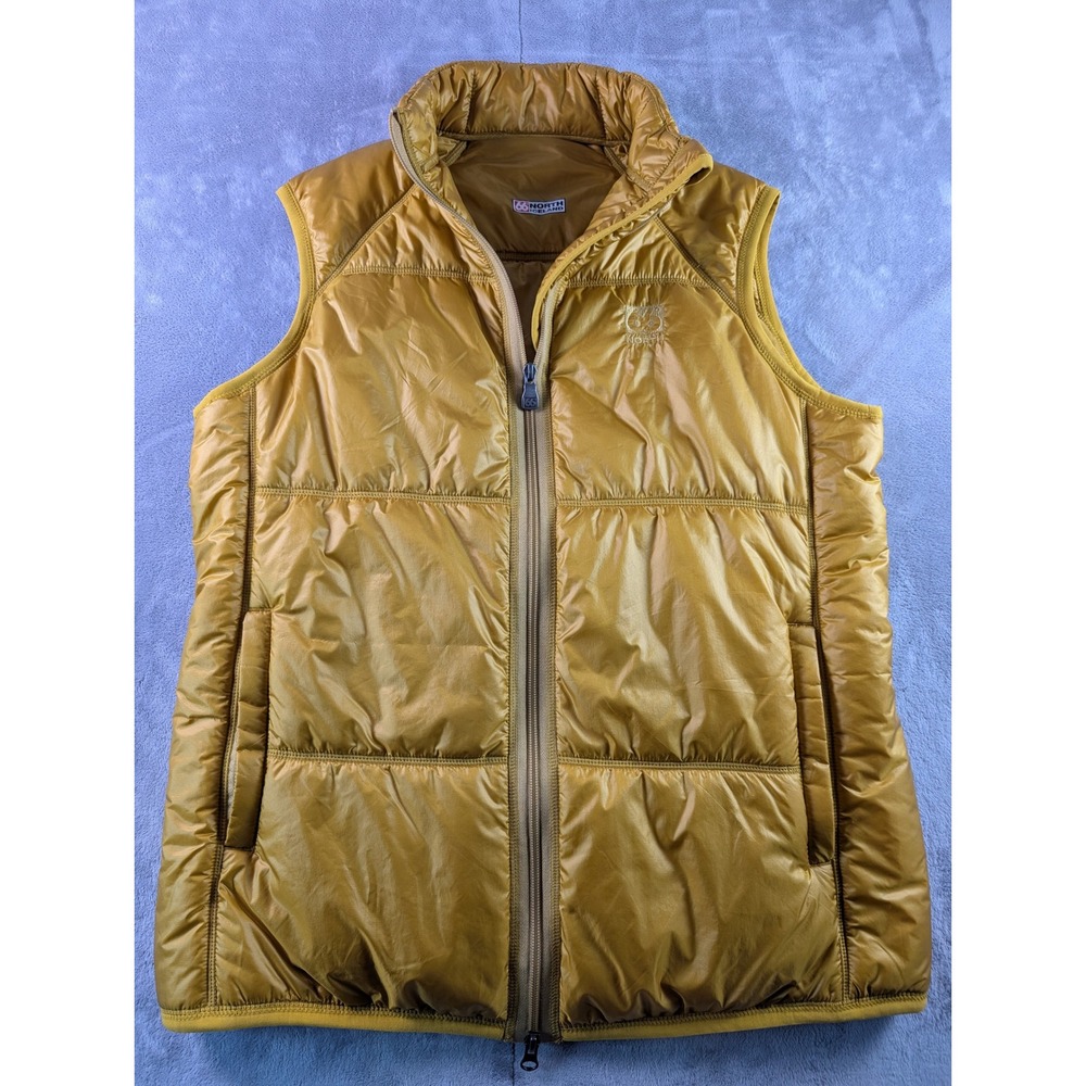 66 North Iceland Quilted Puffer Full Zip Primaloft Vest Gold Yellow Women's XL